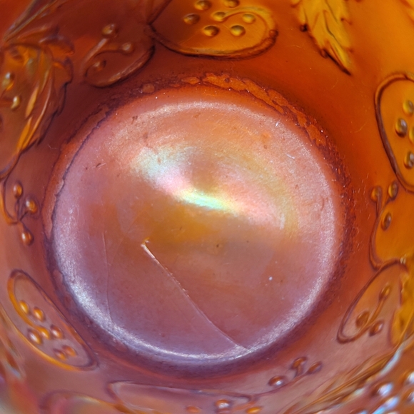 VTG Carnival Glass Ruffled Compote | Marigold | Fenton? - Picture 5 of 13